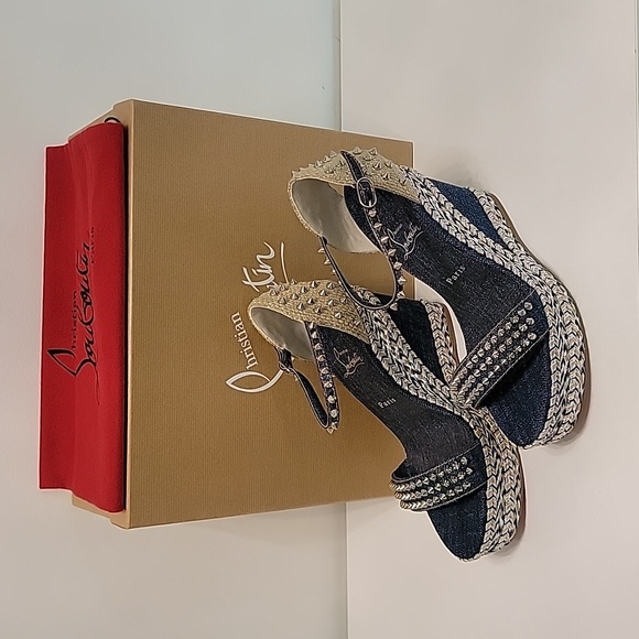 Christian Louboutin Madmonica 120 Denim Platform Wedges - Picture 9 of 14